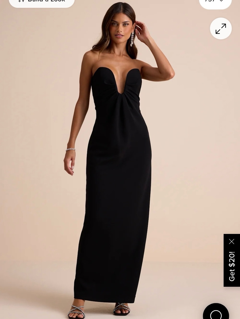Lulu's Black Strapless Sweetheart Column Evening Dress